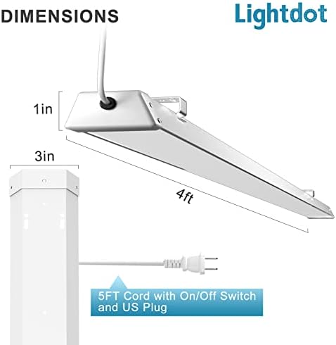 ETL ברשימה קומפקטית 4ft LED Light Light 7000LM [400W EQV. ] כבל 5ft עם מתג הפעלה/כיבוי, 5000,000